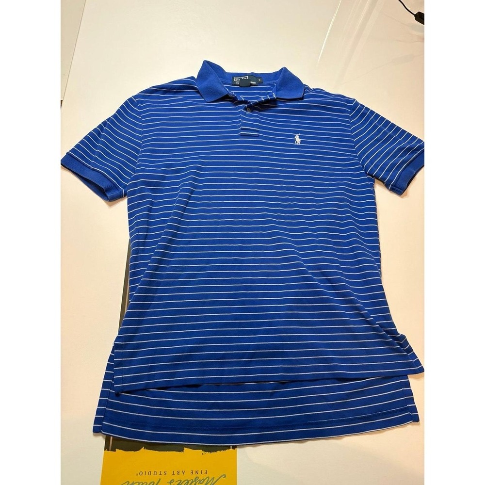 Polo by Ralph Lauren Mens Striped Polo Shirt Blue White Short Sleeve Size L